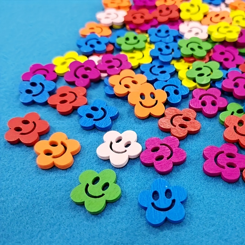 50pcs Mixed Colors 0.51inch Cute Flower Shape Small Buttons For Children's  Clothing Sewing Supplies DIY Accessories