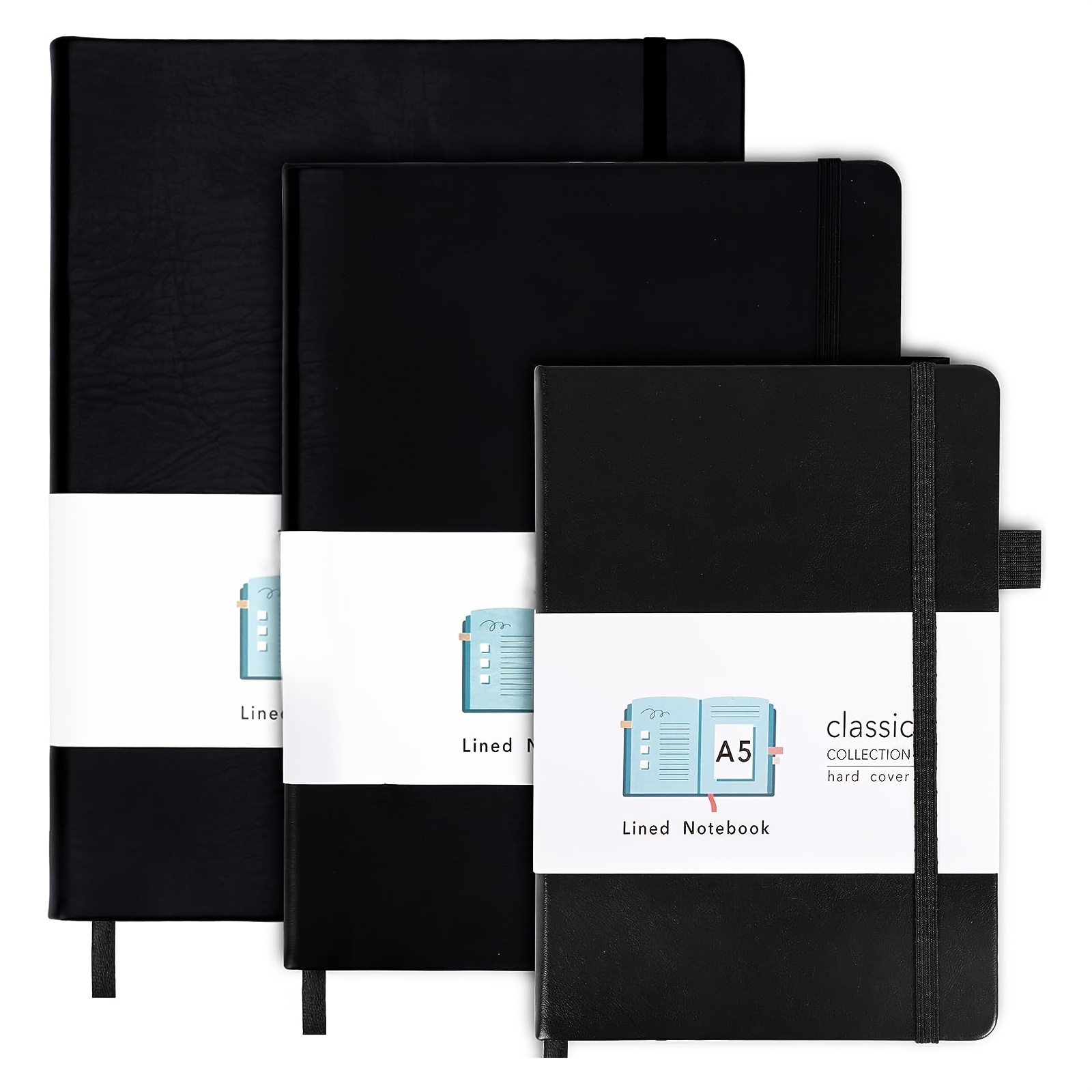 3 SET Black Notebook A5, Black Paper Notebook, Black Page Notebook