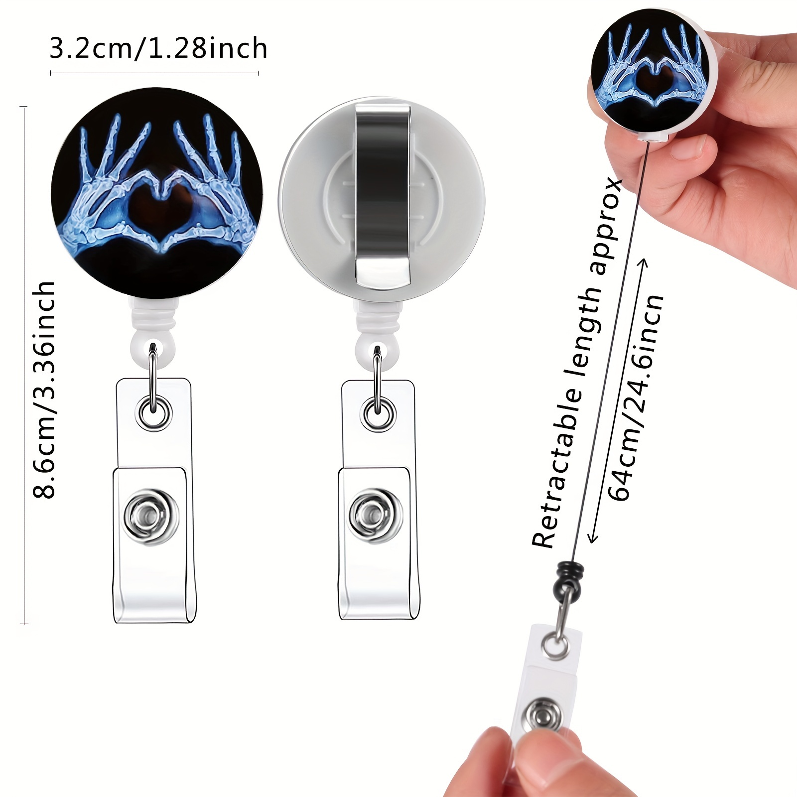 Cat,pcs Xray Markers with initials Badge Reels Retractable Badge Holders, ID Badge Holder Retractable Clip,Xray Badge Reel Retractable Lanyards