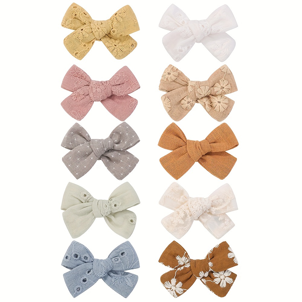 TEMU Encantadores Clips Para El Cabello Con Lazo De Mariposa Para Niñas - 10/20pcs, Accesorios De Tela Con Estampado Lindo, Perfectos Para El Uso