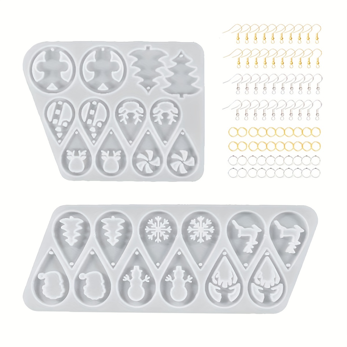  12 Pair Christmas Earring Mold Resin Silicone with Earring  Hooks and Jump Ring Earring Casting Mold for Christmas Tree Elk Snowflake  Resin Earring Keychains Epoxy Craft Xmas DIY Jewelry Making Kit 