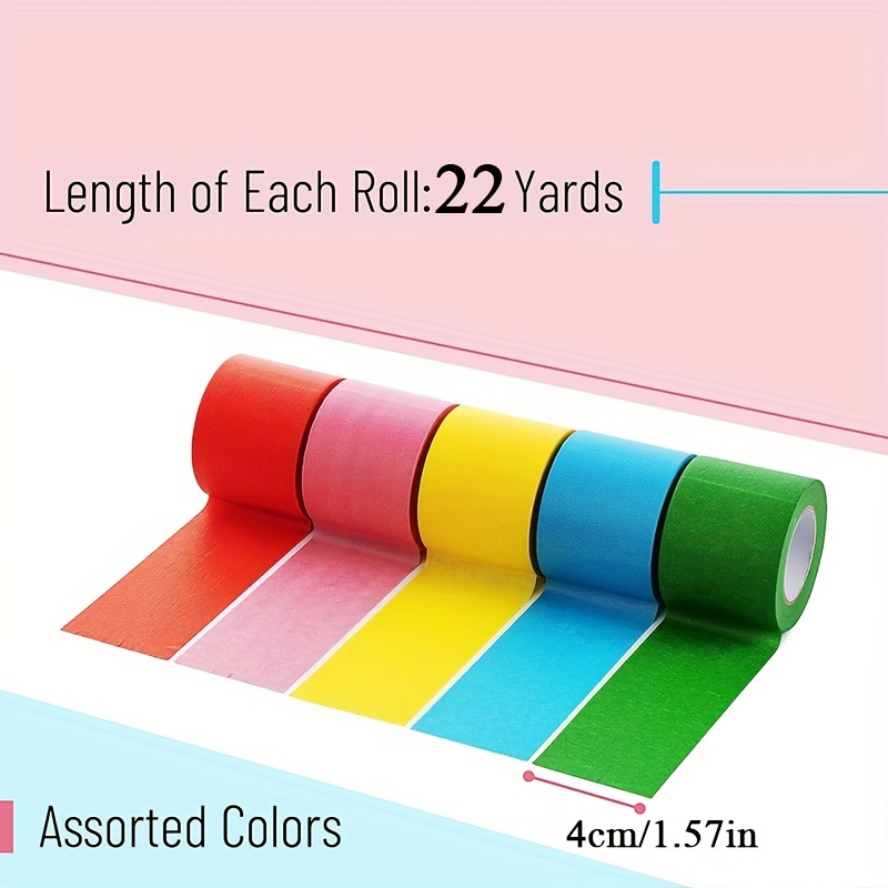 4 Rolls Colored Masking Tape, Washi Tape, 0.59 inch Wide by 22 Yard,  Painters Tape for Arts & Crafts, School Projects, Labeling, Party  Decorations