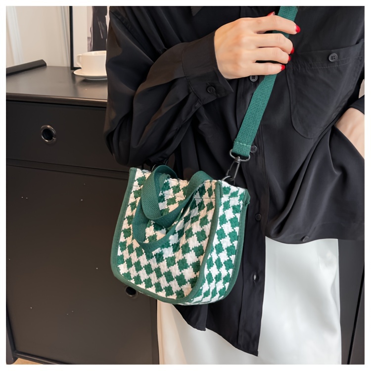 Mini Vintage Crossbody Bag, Retro Plaid Print Shoulder Bag