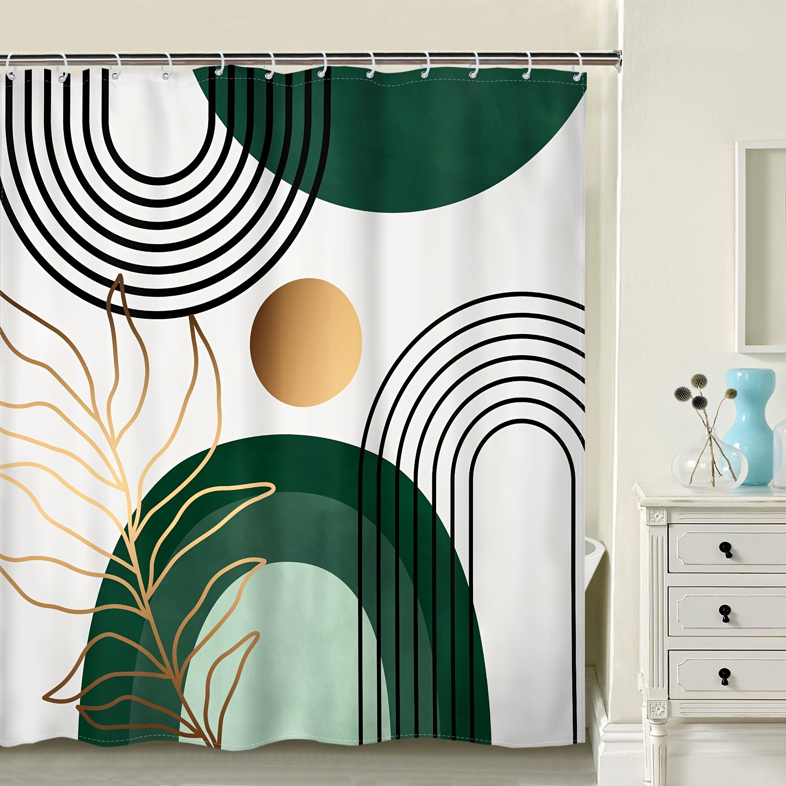 Sun Arch Mushroom Print Shower Curtain Waterproof Polyester - Temu