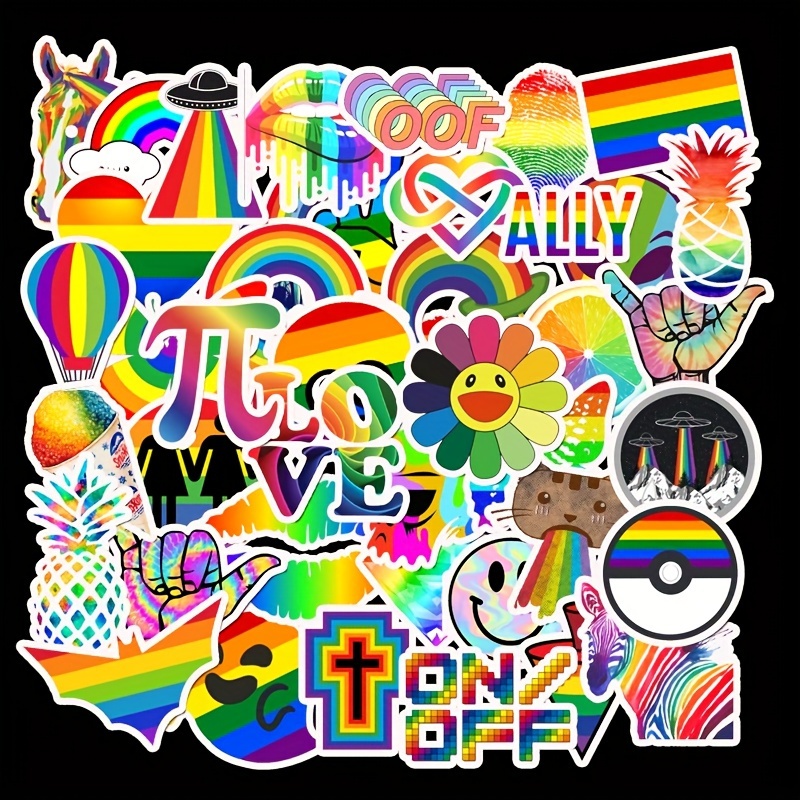 50 Unique Gay Pride Stickers Lgbt Colorful Decals Water - Temu