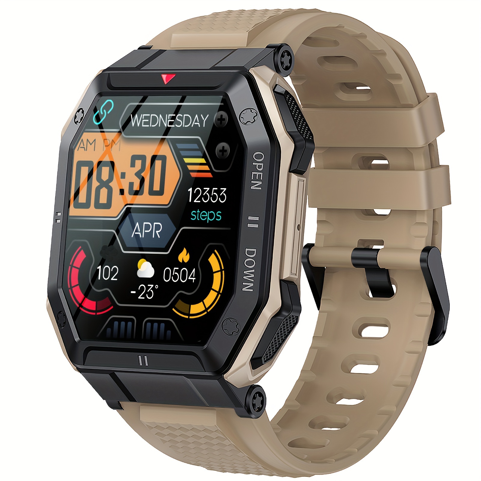 Reloj inteligente para hombre, rastreador de actividad física:  (llamada/respuesta de llamada) Bluetooth Militar Smartwatch para teléfonos  Android