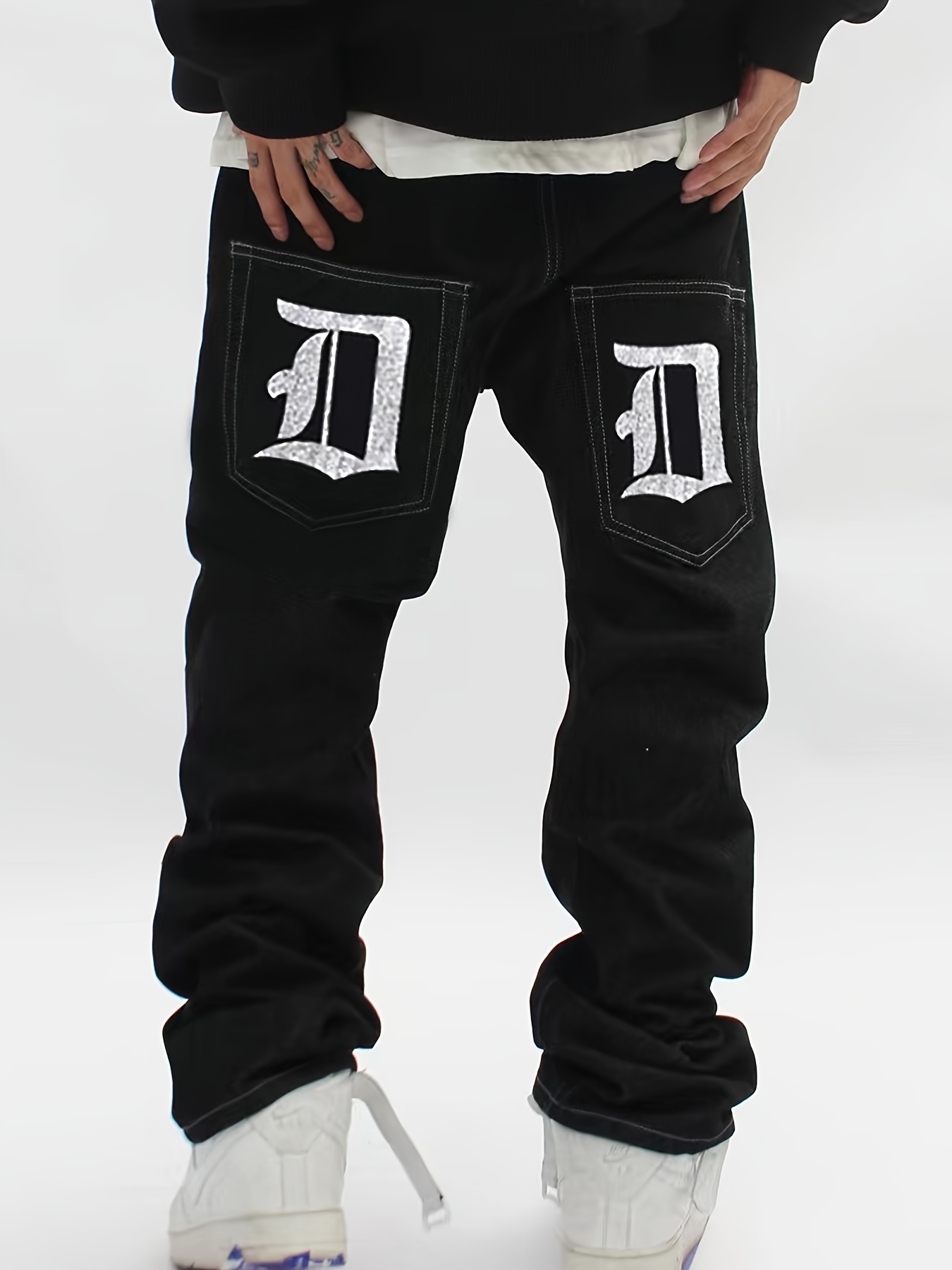 Pantalones Vaqueros Rectos Hombre Estilo Callejero Casual - Temu