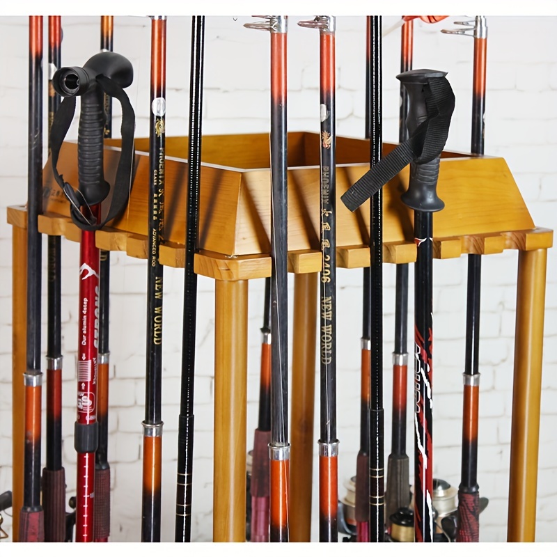 Wooden Fishing Rod Display Rack Storage Rack Fishing Tackle Shop