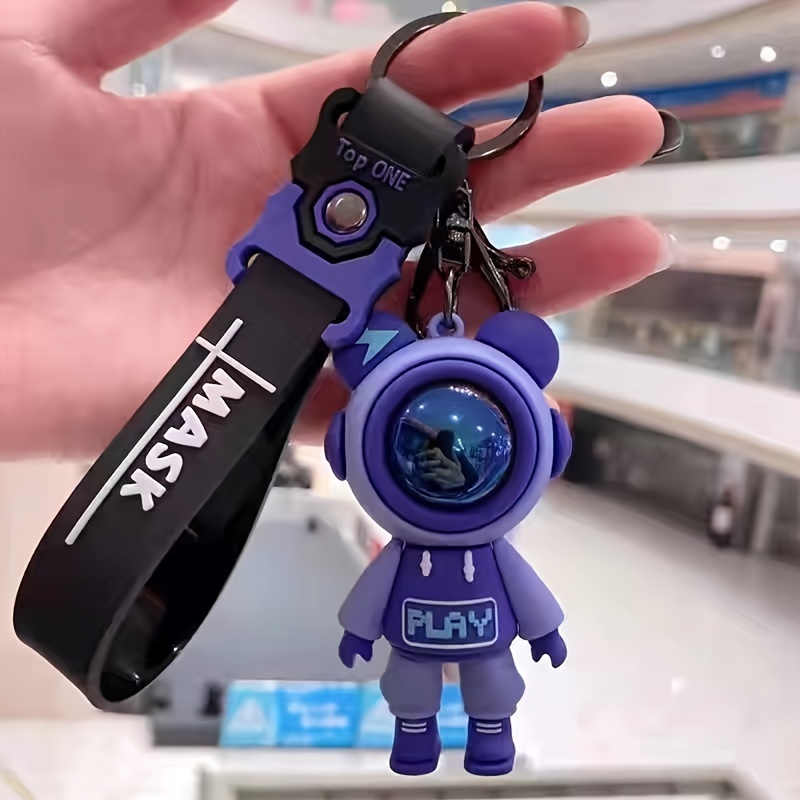 Cartoon Cute Lightning Bear Keychain Astronaut Bear Doll Keyring Bag  Pendant Couple Car Keyholder Creative Bag Charm Accessories High Quality