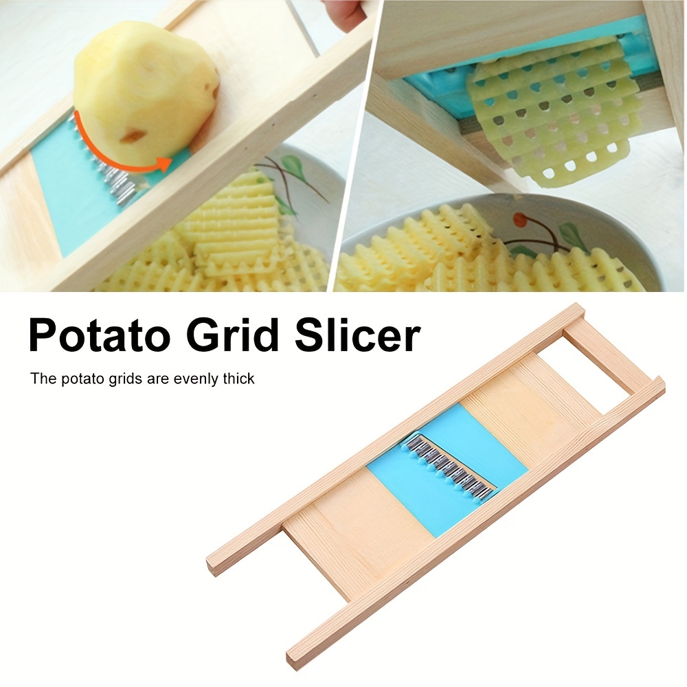 Stainless Steel Potato Grill Chip Slicer Potato Chip Grid Cutter Wooden  Potato Grid Slicer Vegetable Grater Kitchen Accessories - AliExpress