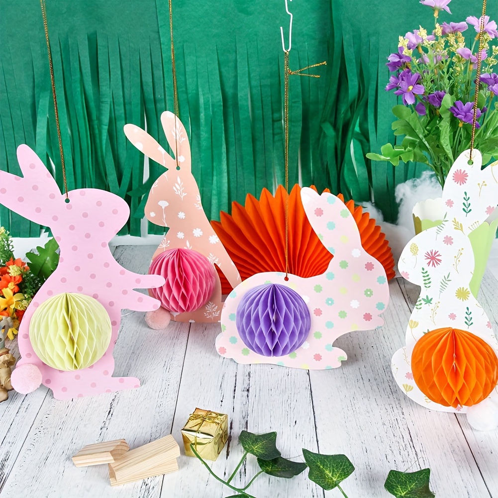 Easter Bunny Honeycomb Decorations New In