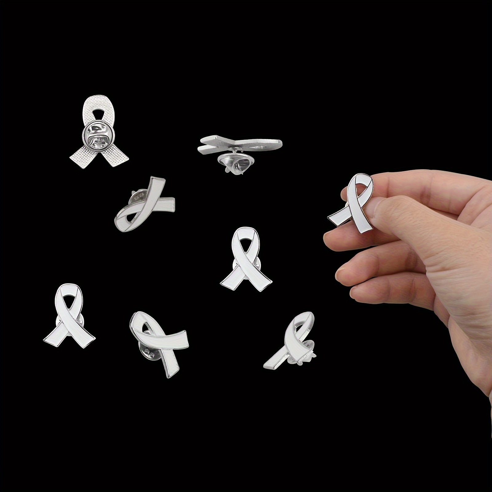 White Ribbon Awareness Jewelry Lapel Pin - Lung Cancer Ribbon Pin - Bone  Cancer Pin