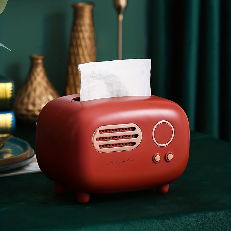 Retro Radio Model Tissue Box Desktop Paper Holder Vintage Tissue