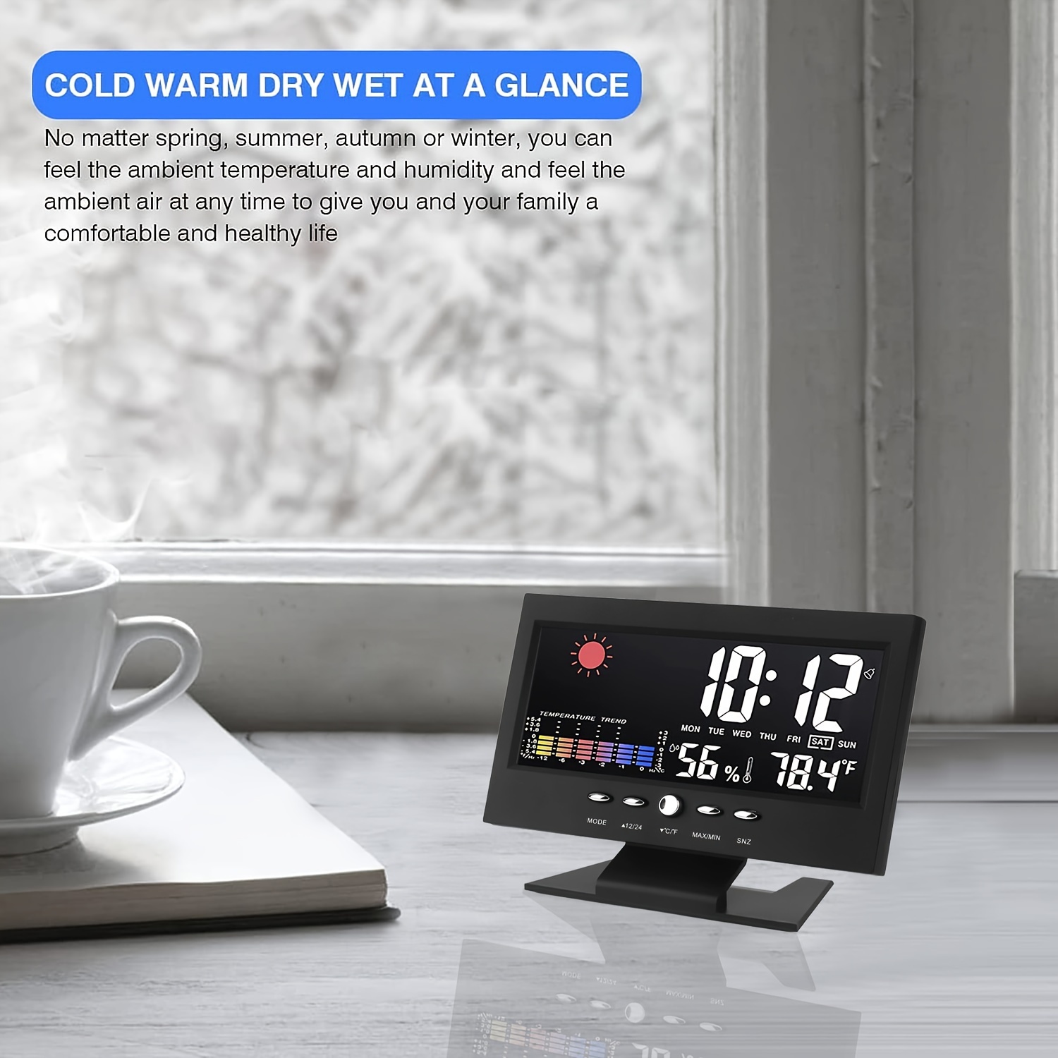 PADIEOE Lilo & Stitch Digital Alarm Clock with Temperature, Large