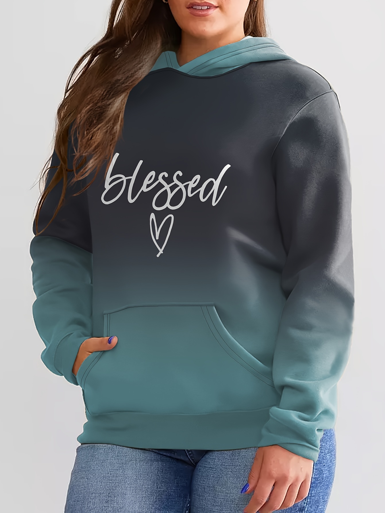 Letter print best sale ombre sweatshirt