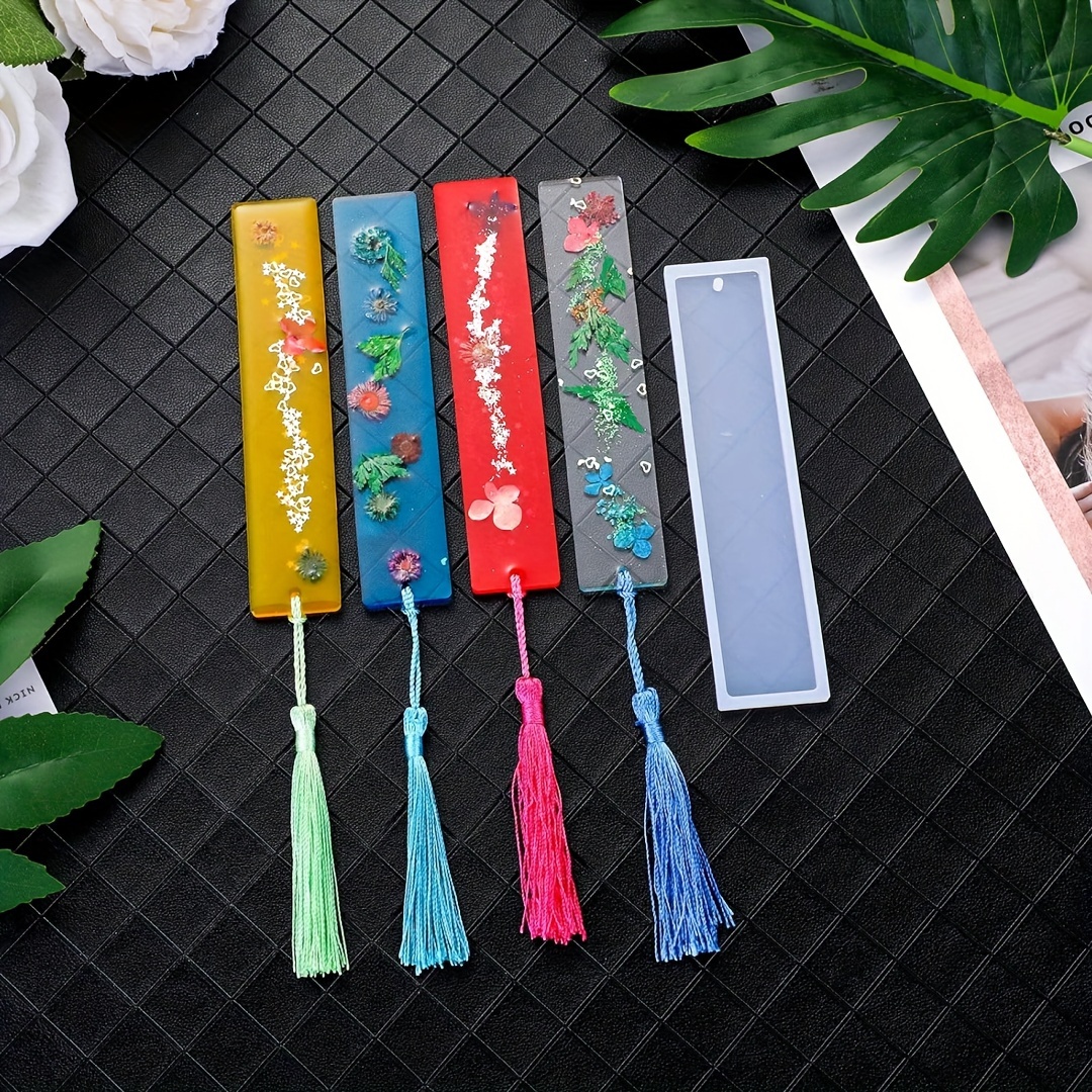 

4pcs Resin Large Bookmark Mould Diy Bookmark Silicone Mould Rectangular Resin Mould Epoxy Jewellery Mould Diy Craft Bookmark Making (excluding Tassels)