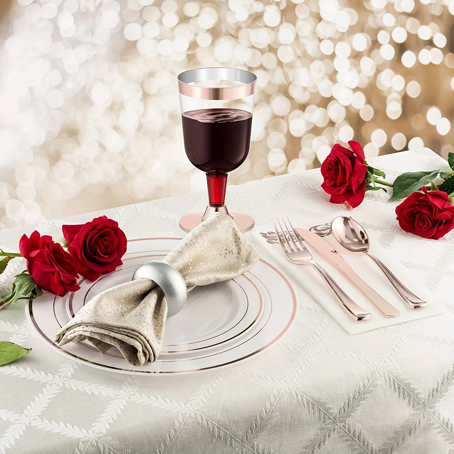 30pcs Fancy Wedding Plates with Golden Rim 19.05cm