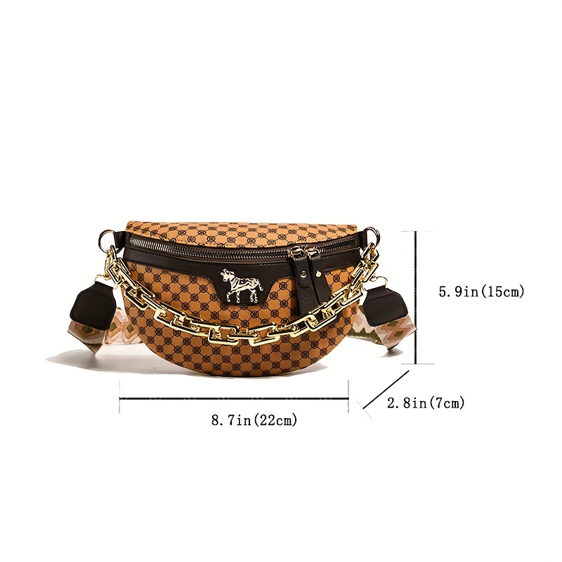 Letter Print Waist Bag With Coin Purse, Vintage Travel Crossbody Bag,  Women's Faux Leather Chest Bag - Temu