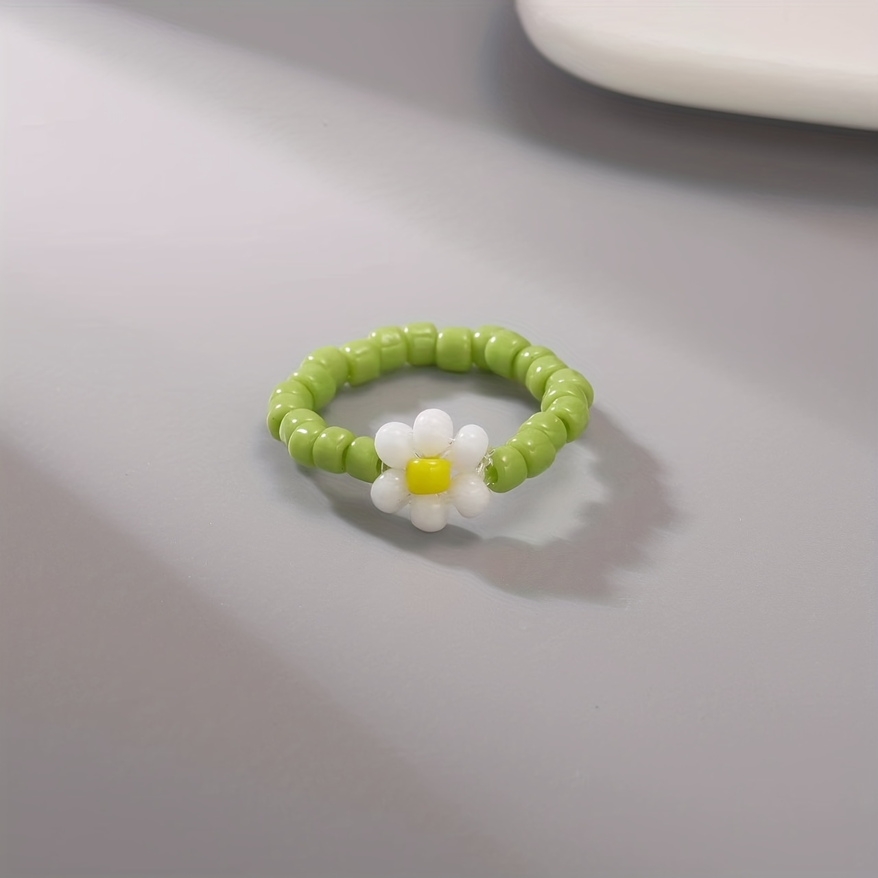 Flower Shape Rice Bead Ring Elastic Band Women