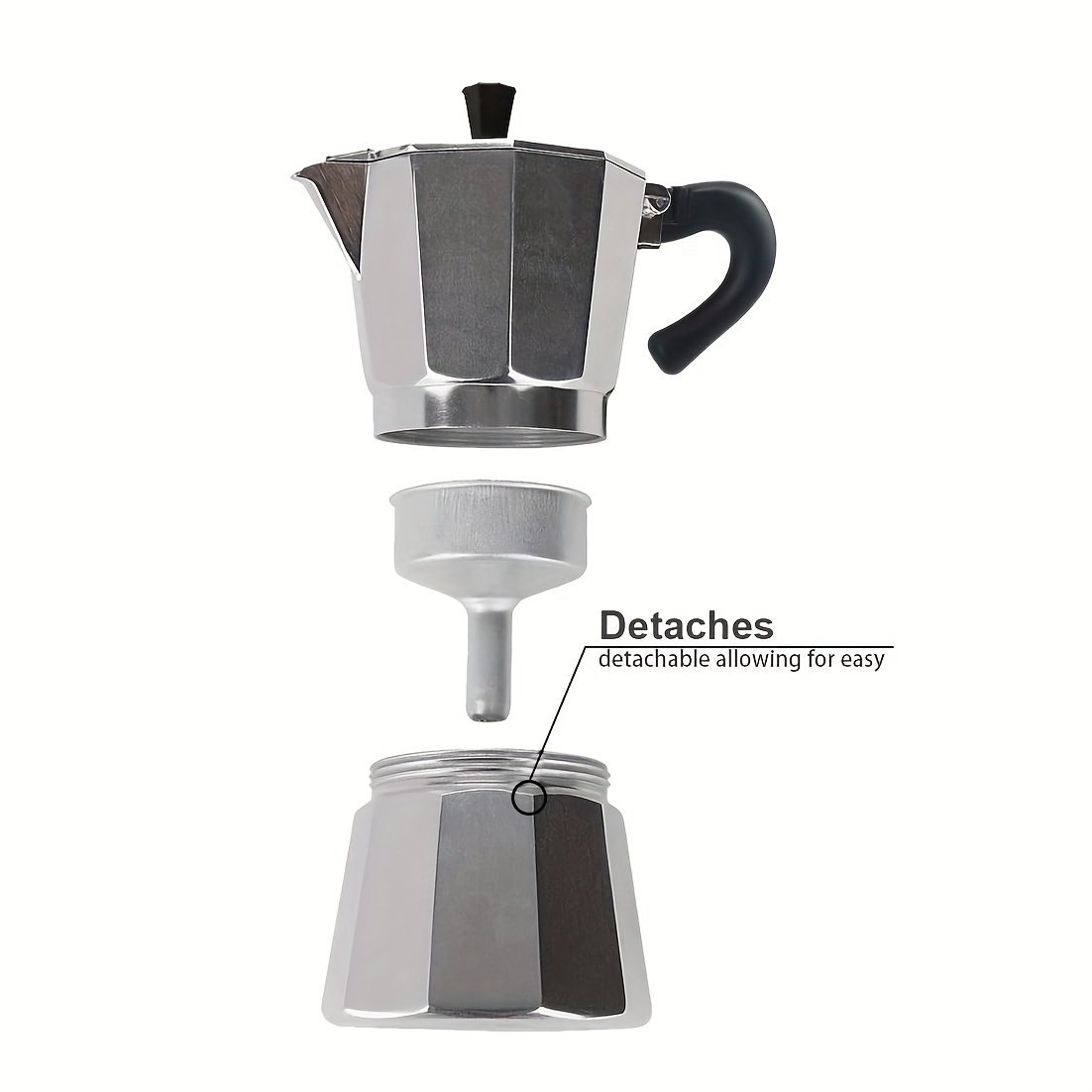 Stove Top Moka Pot Coffee Maker Black - Black / 3 cup