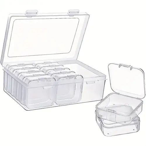 20pcs Plastic Bead Containers Flip Top Bead Storage 8 Compartments