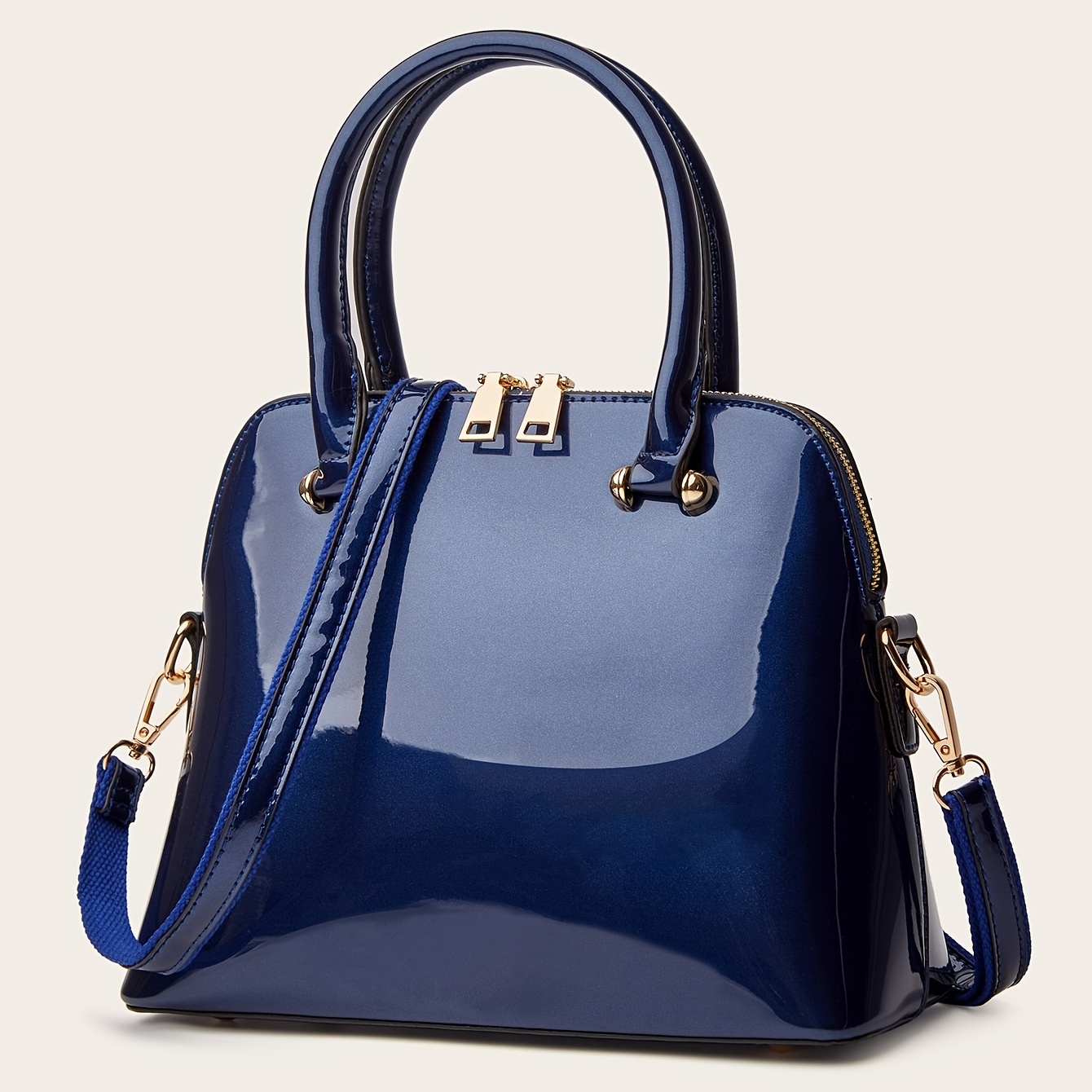 Trendy Design Patent Pu Leather Top- Handle Bag Solid Women's