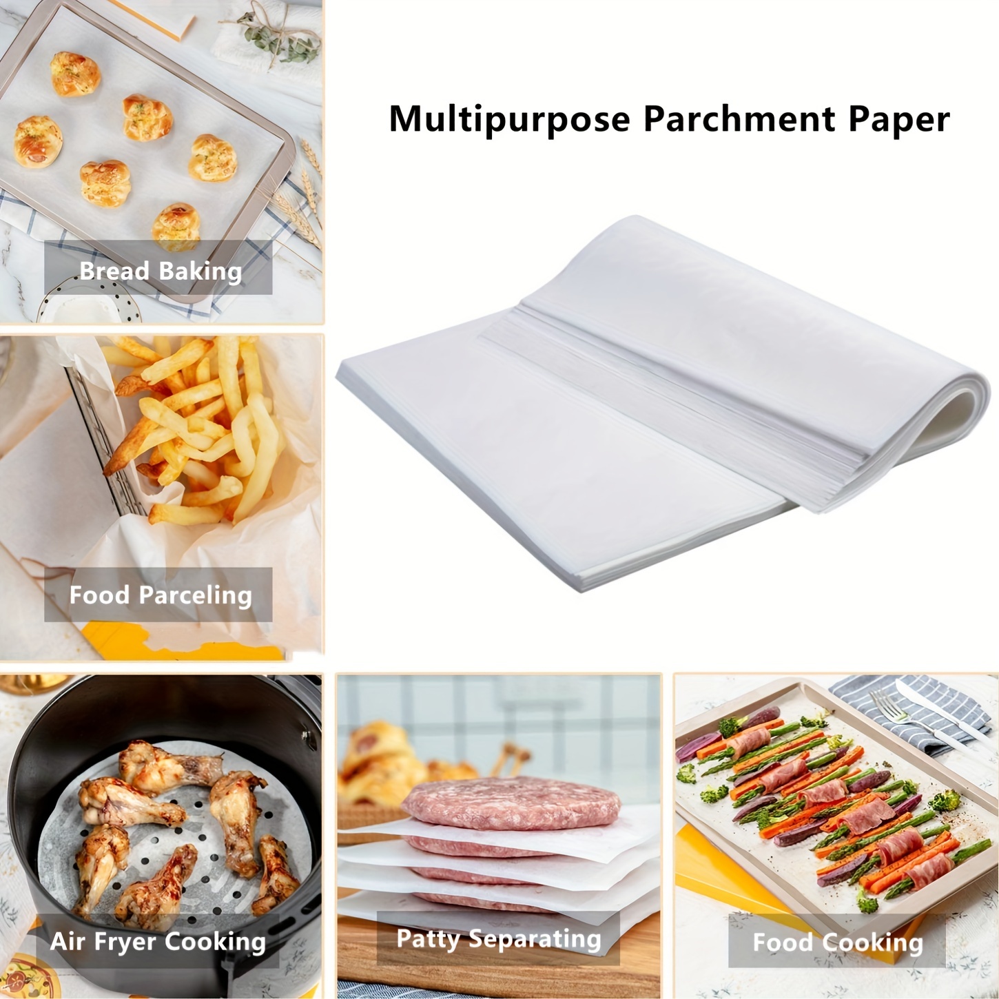 100pcs Air Fryer Parchment Paper Sheets Accessories for Airfryer Frying Cooking Baking Barbecue Food Mat, Size: Square 7 Inches