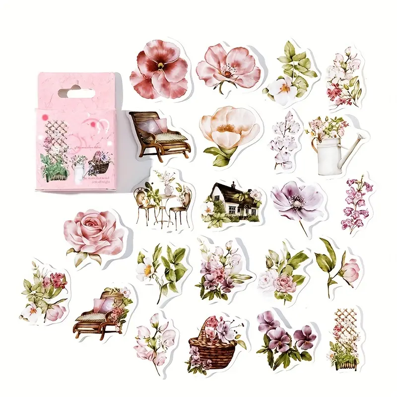 Rose Boxed Stickers Decorative Scrapbooking Vintage Flowers - Temu