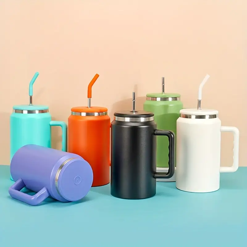 Tumbler With Lid And Straw Solid Color Simple Modern Mug, Solid