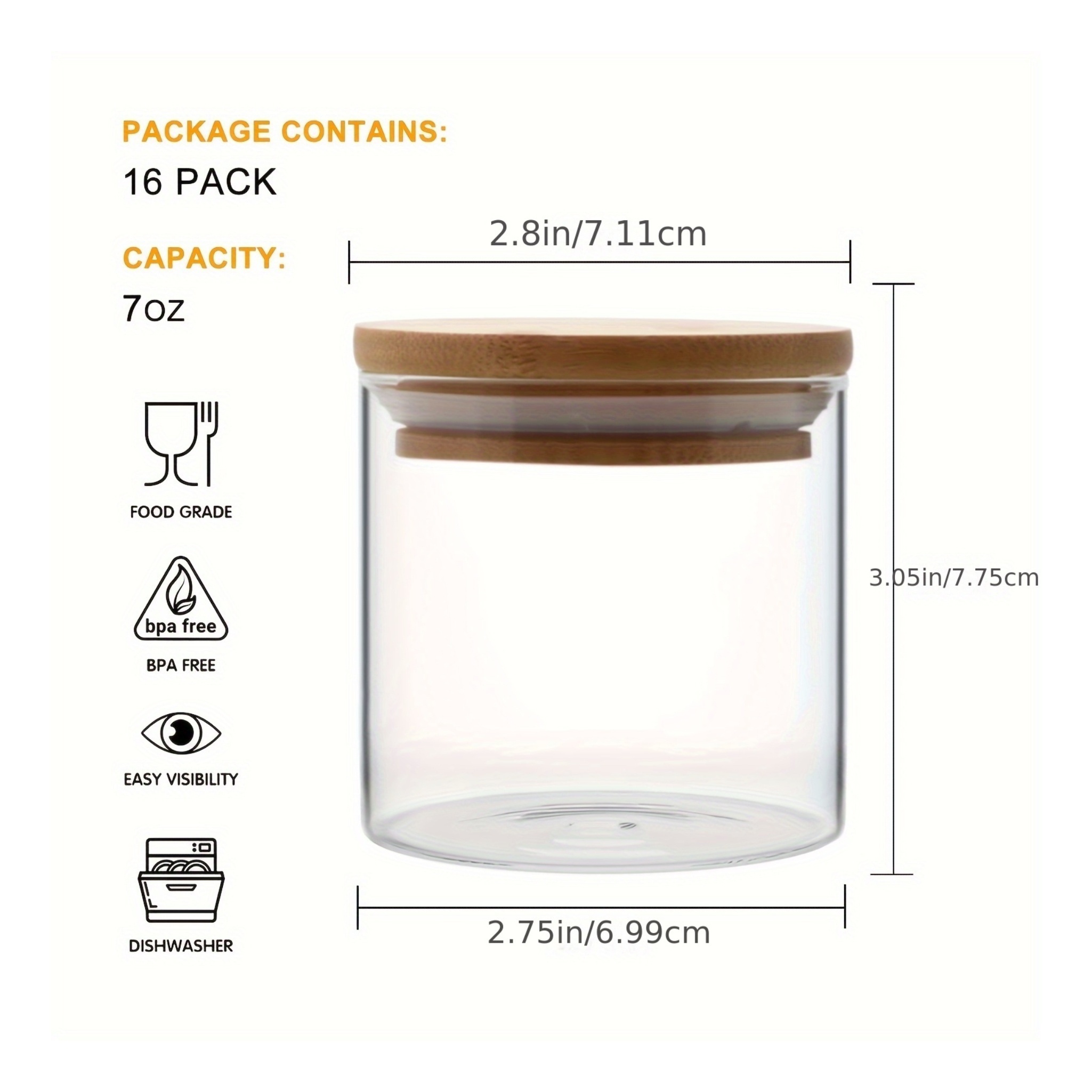 3 Pack Glass Food Storage Jars ,Kitchen Canisters for Flour
