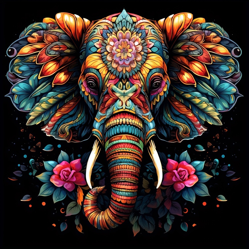 Colorful Elephant Diamond Painting Kits Square Drill Cross Stitch Pictures  Wall Art Decor