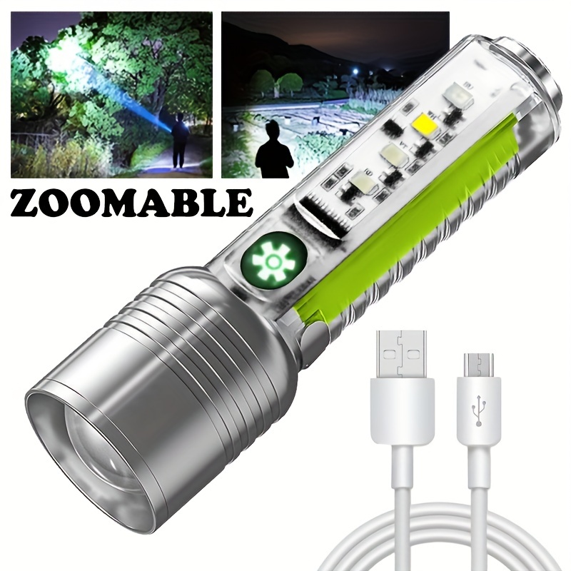1pc Súper Potente 4 LEDs Linterna, Mini Antorcha Portátil, Luz De Antorcha  Recargable USB, Pequeñas Linternas Domésticas, 5 Modos De Camping Pesca Lin