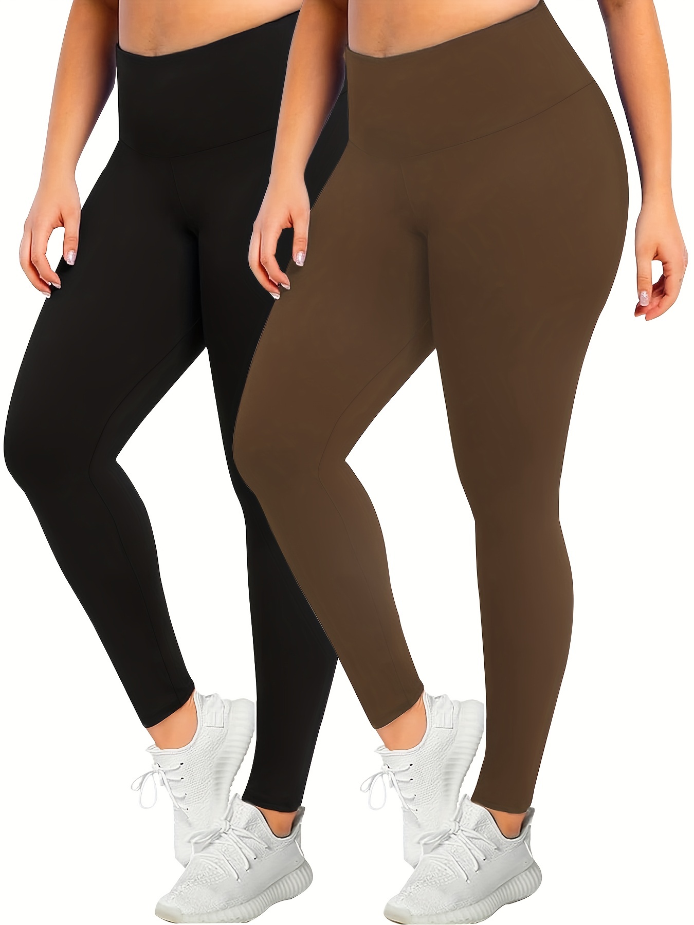 Plus Size Sporty Pants Women's Plus Solid High Waisted - Temu