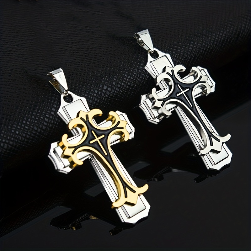 Three Layer Metal Cross Necklace