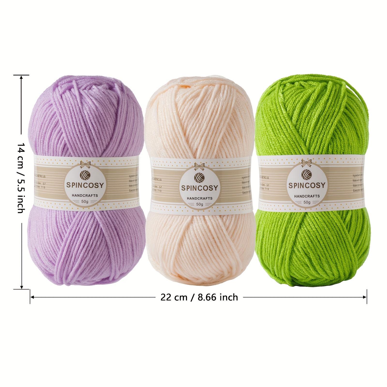 Spincosy Handcrafts Lot of 6 Skeins Creamy White Yarn 100% Acrylic 50g Each