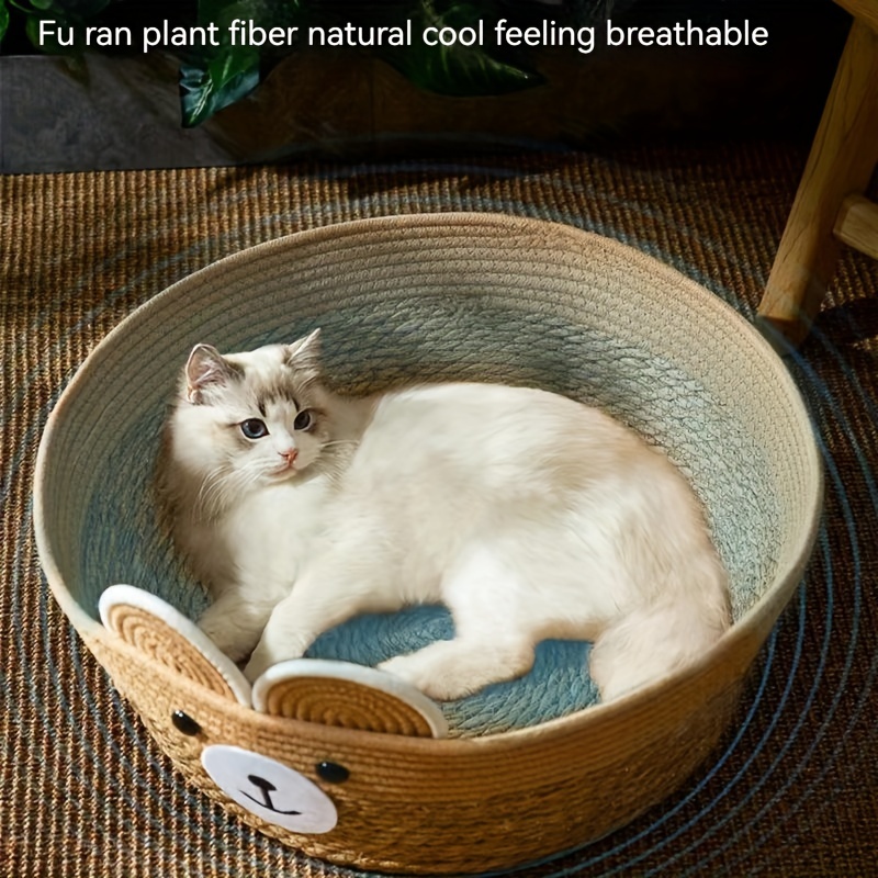 Handmade Cat Bed Round Woven Straw Cats Nest For All Seasons