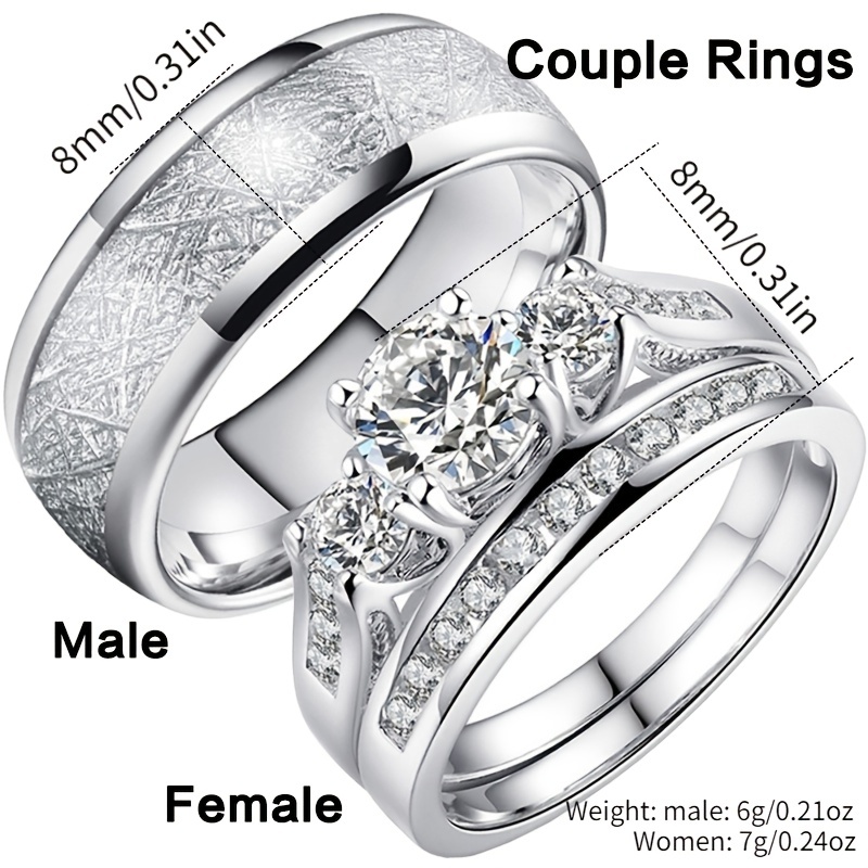 Couples Rings Engagement Rings Black Women Wedding Stainless Steel Rings Men,Wedding Rings,Temu