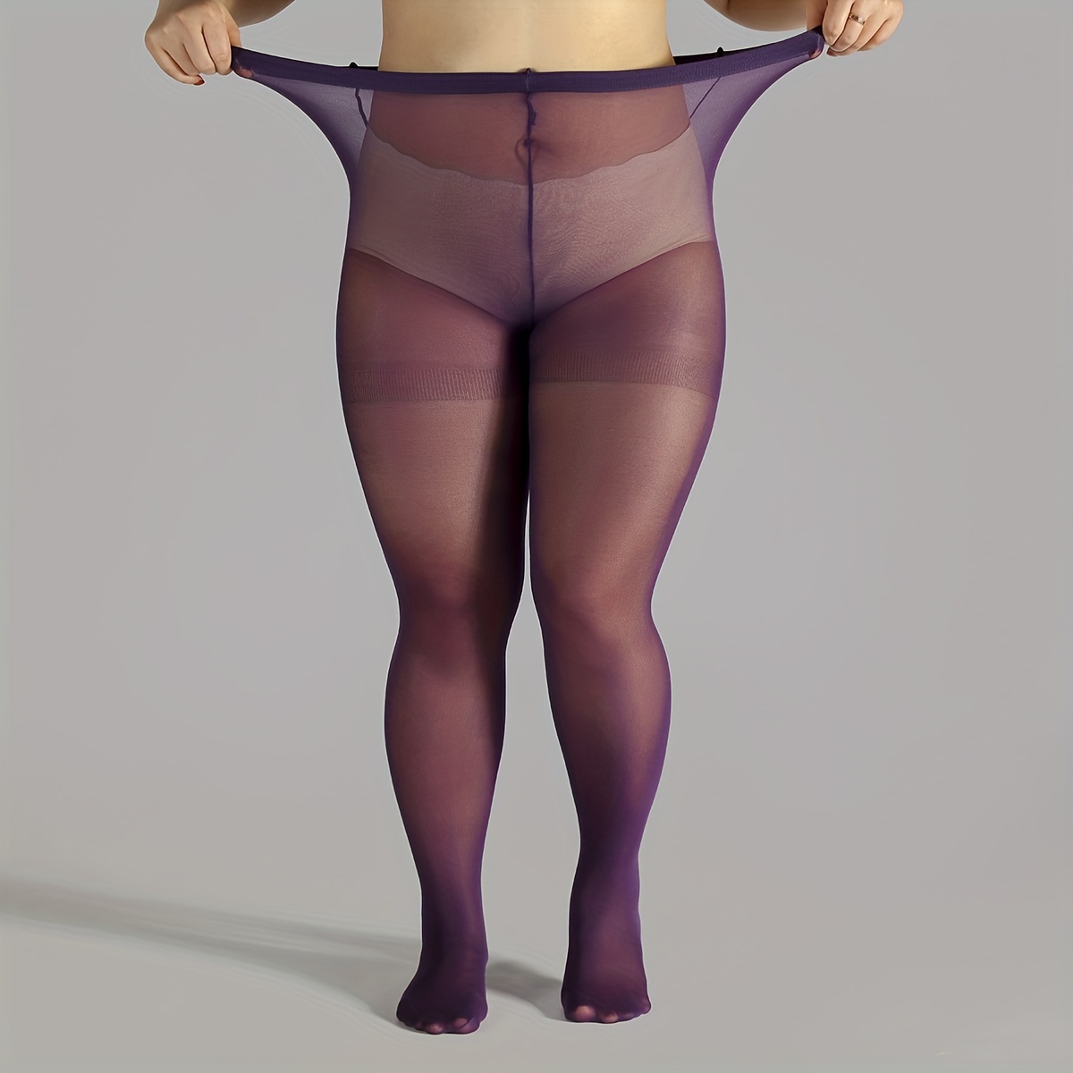 Plus Size Casual Stockings Women's Plus Solid Semi Sheer - Temu