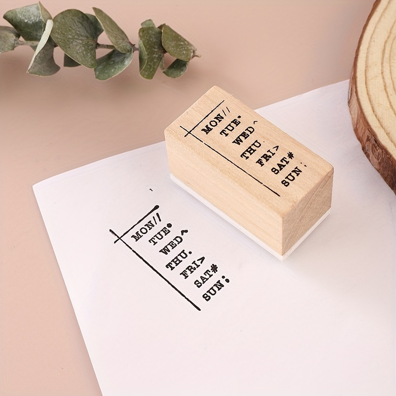 Vintage Habit Tracking Wooden Rubber Stamp, Party Favor, Creative