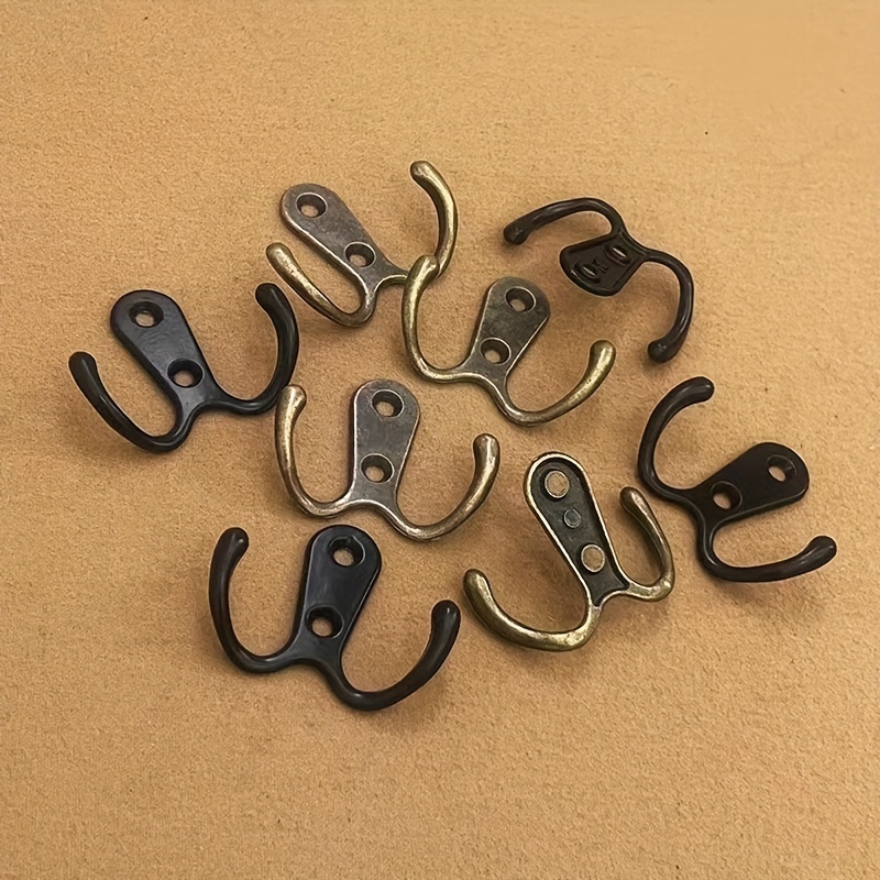 10pcs Coat Hooks Hardware, Wall Hooks Heavy Duty Hooks for Hanging Coats  Double No Rust Hooks Wall Mounted for Key, Towel, Bags, Cup, Hat (Silvery)