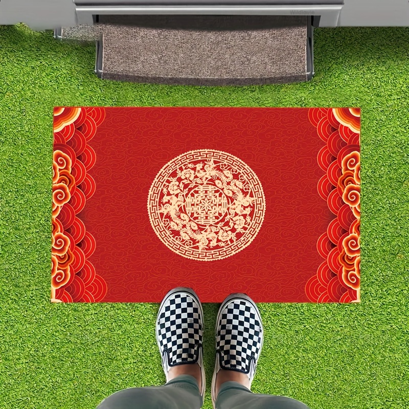 Red Festive Holiday Doormat Non slip And Durable Area Rug - Temu