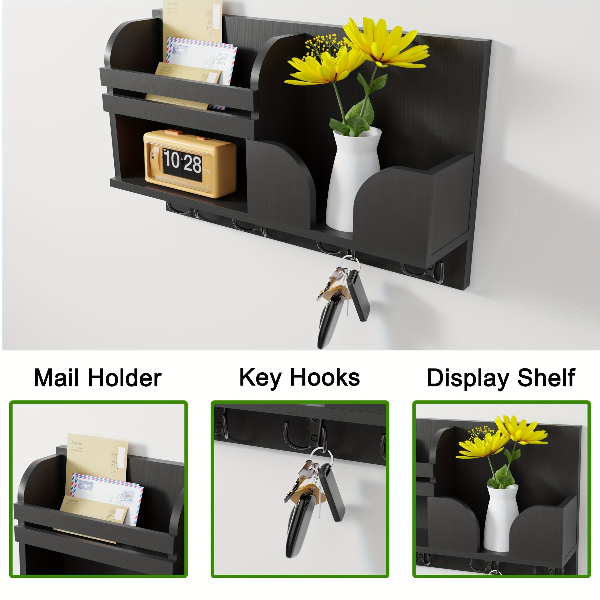 Watch Organizer, Wall Mount Watch Holder, Key Holder Shelf