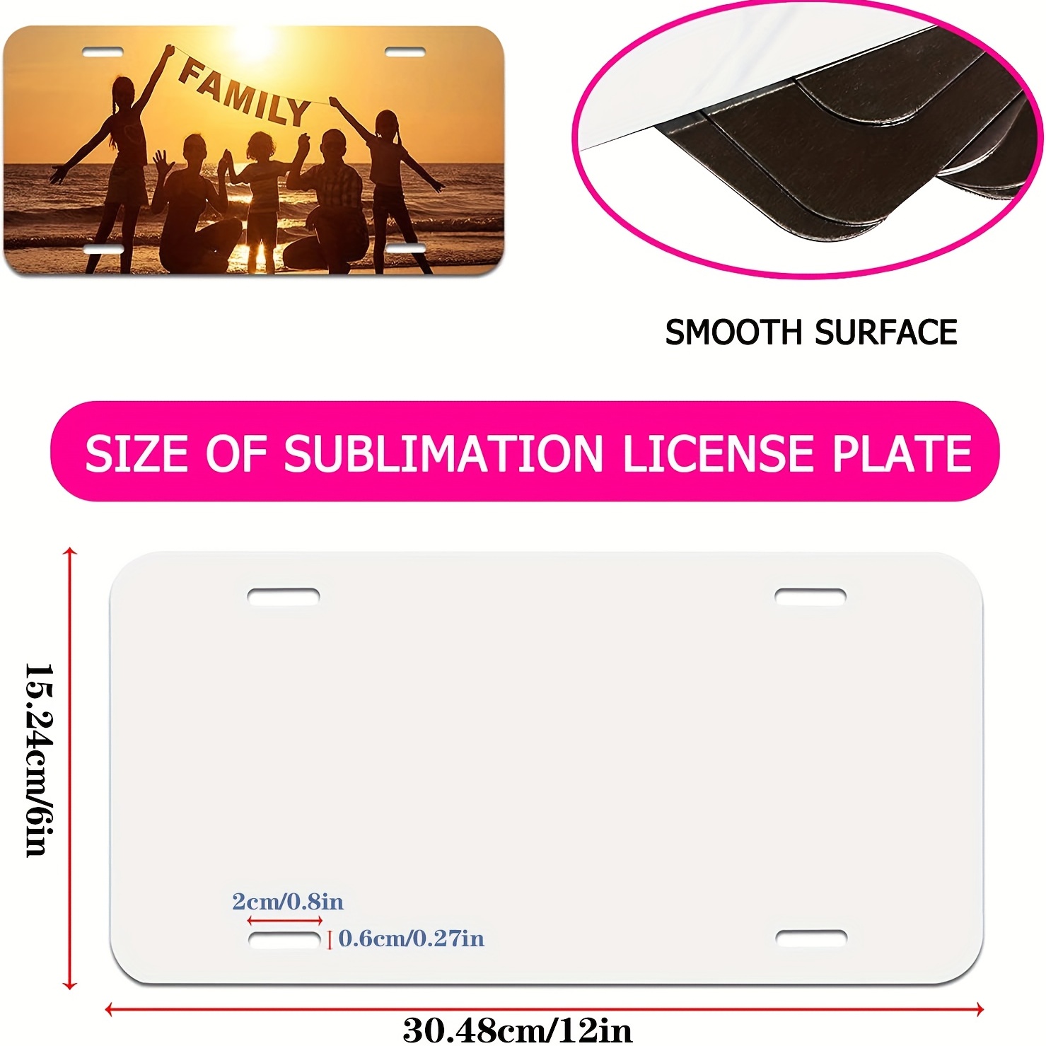 10 Pack Sublimation License Plate Blanks 6x12 x 0.65mm,Metal Aluminum Automotive Front License Plate Tag