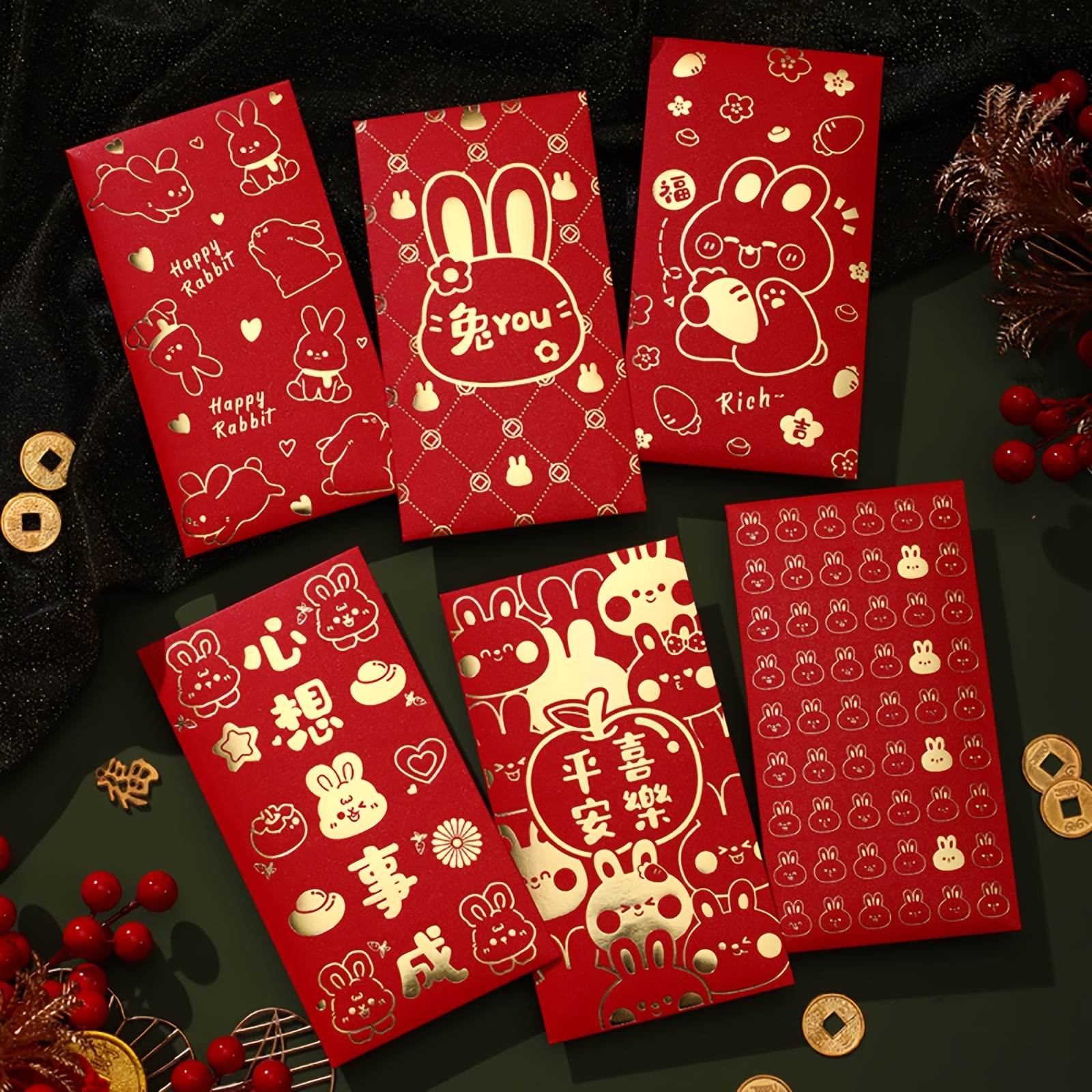 2023 Year Of The Rabbit Red Envelope 6pcs Cartoon Red Envelopes
