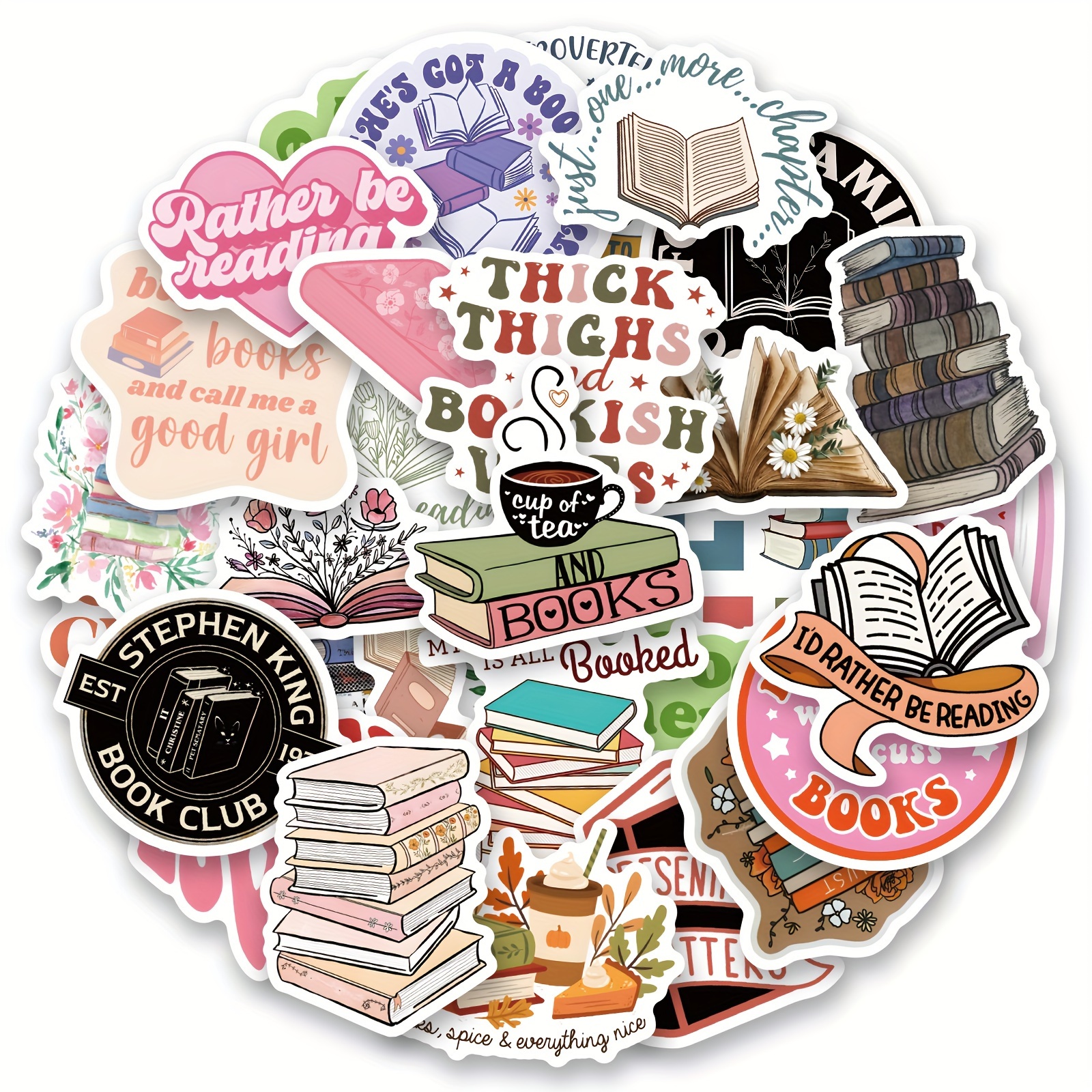  Bonitzdm 103PCS Bookish Stickers,Book Stickers for  Kindle,Laptop Computer Phone Water Bottle Waterproof Stickers Book Lover  Gift : Electronics