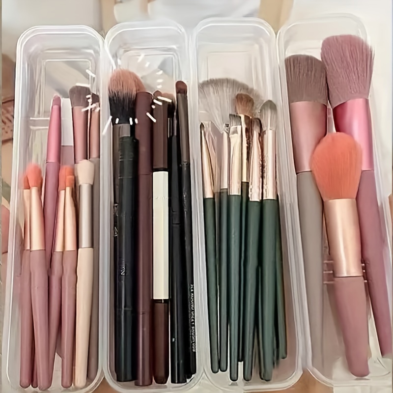 Portable Makeup Brush Organizer With Lid - Dustproof Travel Case For Eyeshadow, Eyebrow Pencils & Cosmetic Tools, Makeup Brush Holder