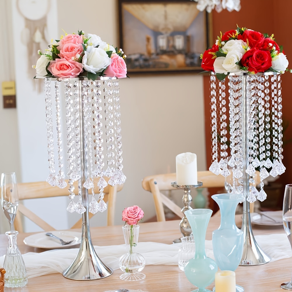 Jarrones de flores, jarrón de cristal de metal para mesa de comedor, arte  de arreglo floral para sala de estar, decoración del hogar, boda o regalo