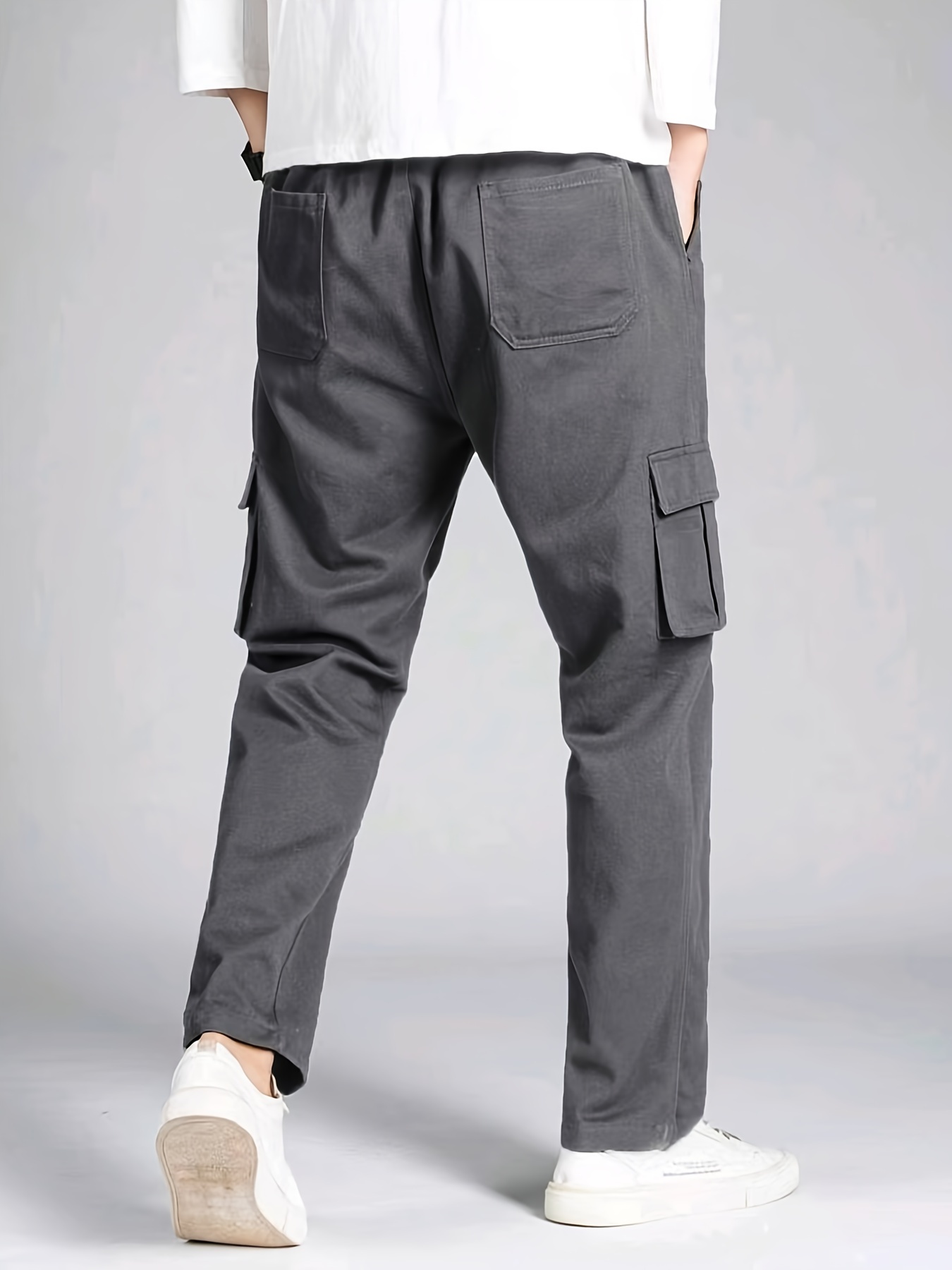 Trendy Cotton Blend Cargo Pants Men's Multi Flap Pocket - Temu