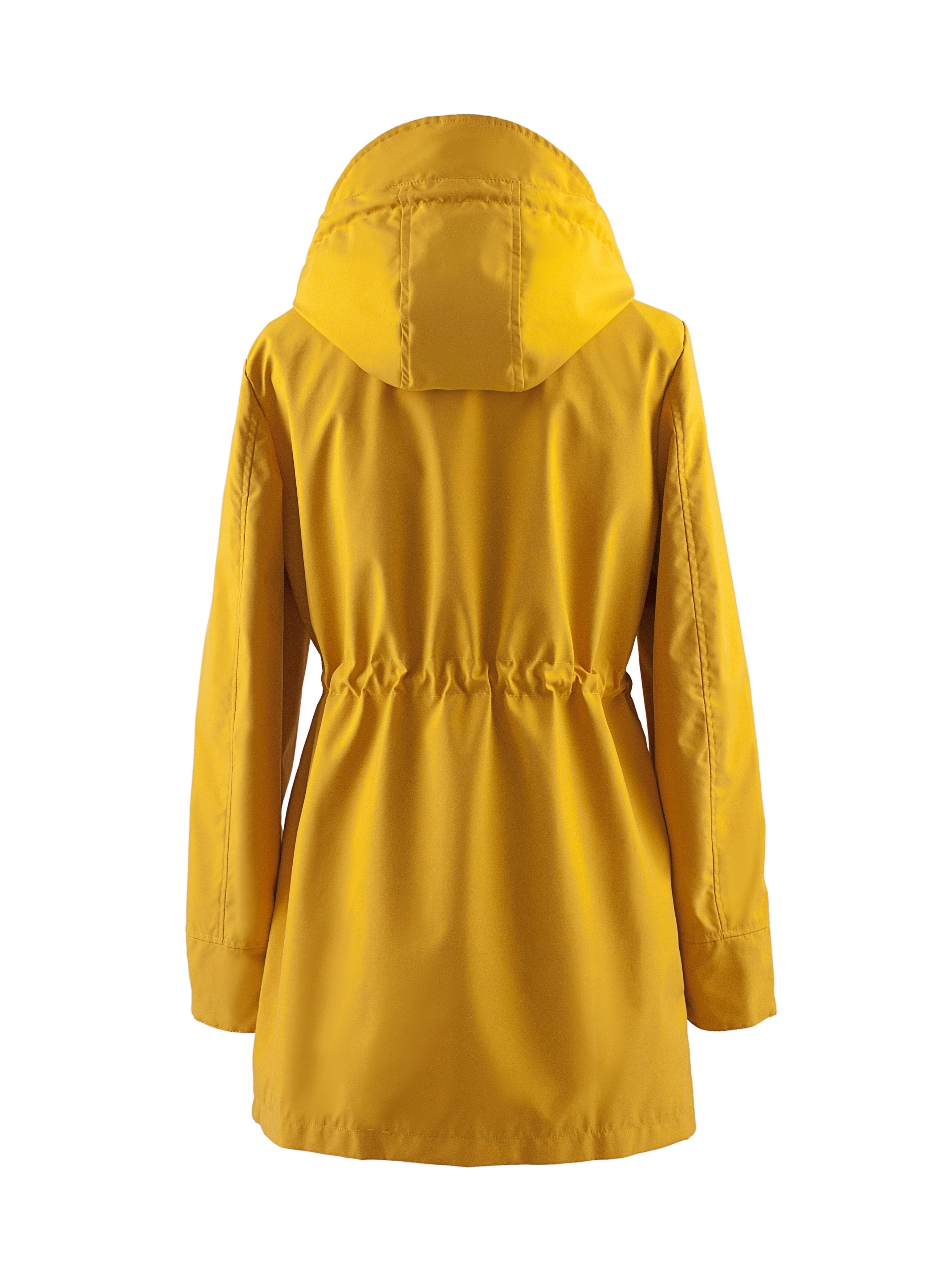 Yellow Hooded Long Sleeve Drawstring Coat