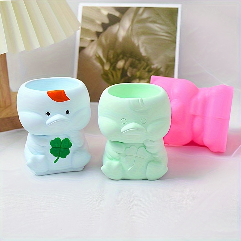 1Pc Silicone Mold Cute Cat Flower Pot Succulent DIY Making Resin Concrete  Vase Cactus Candle Silicone